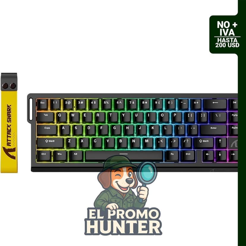 ATTACK SHARK X68 HE RT Teclado mecánico para juegos 60% con cable TKL en color negro.