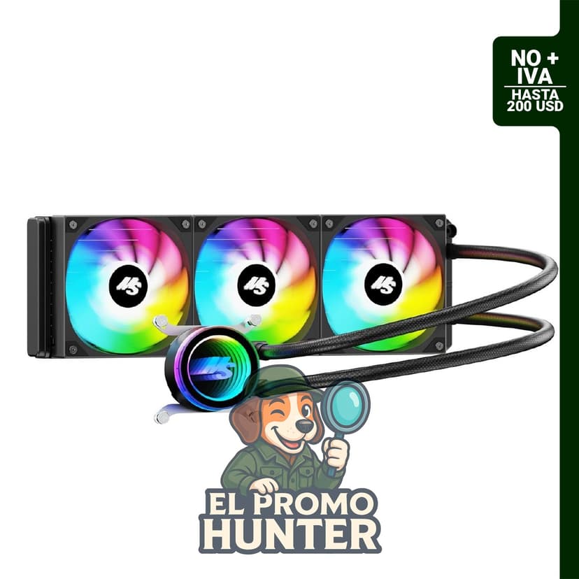 Minorsonic AIO Enfriador de CPU de 360 mm con bomba de rodamientos de cerámica y 3 ventiladores PWM ARGB.