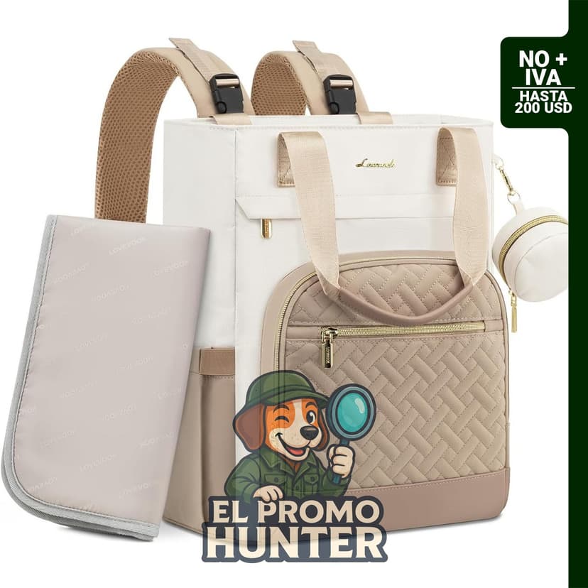 LOVEVOOK Mochila para pañales, bolsa portátil con cambiador plegable y bolsas impermeables.