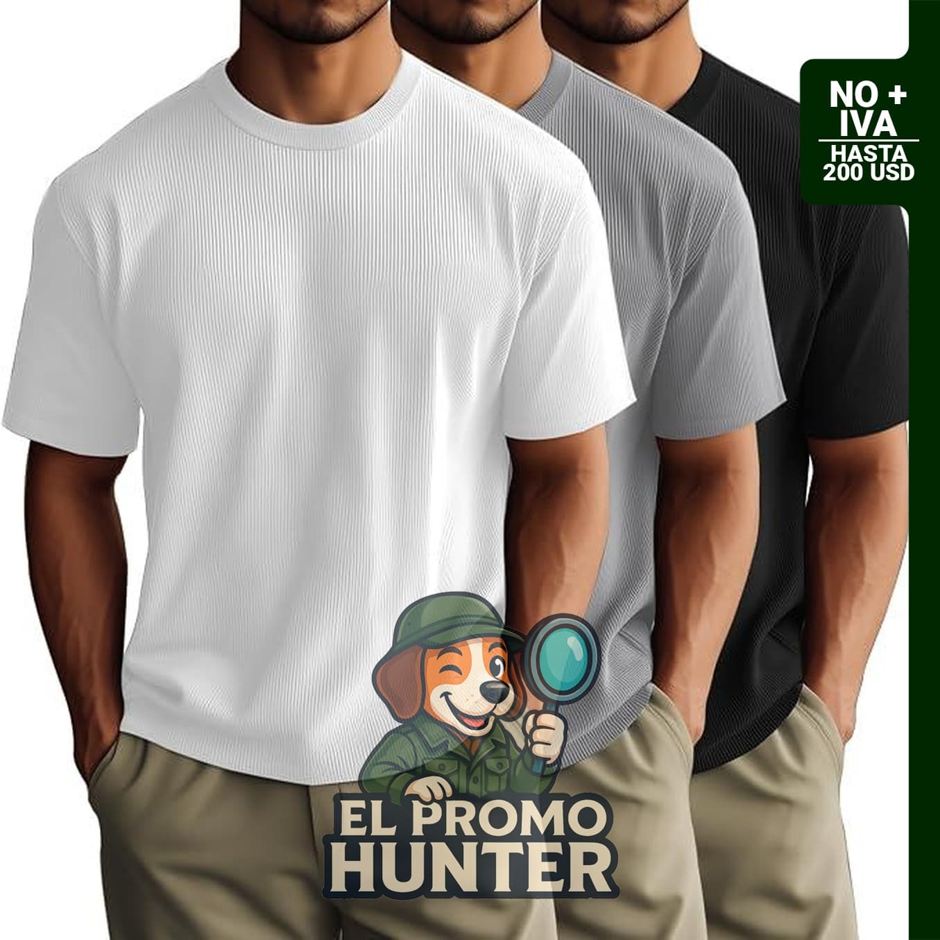 Huukeay paquete de 3 camisetas para hombre, cuello redondo, manga corta, de punto acanalado.