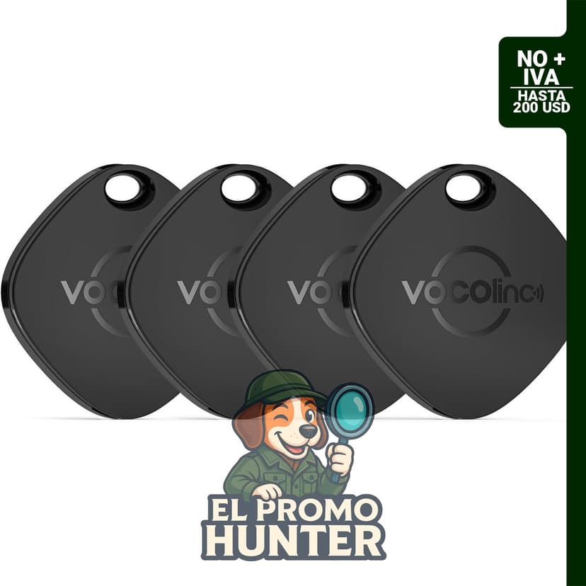Localizador de llaves inteligente VOCOlinc Air Tracker, 4 unidades, color negro, compatible con Apple Find My (iOS).
