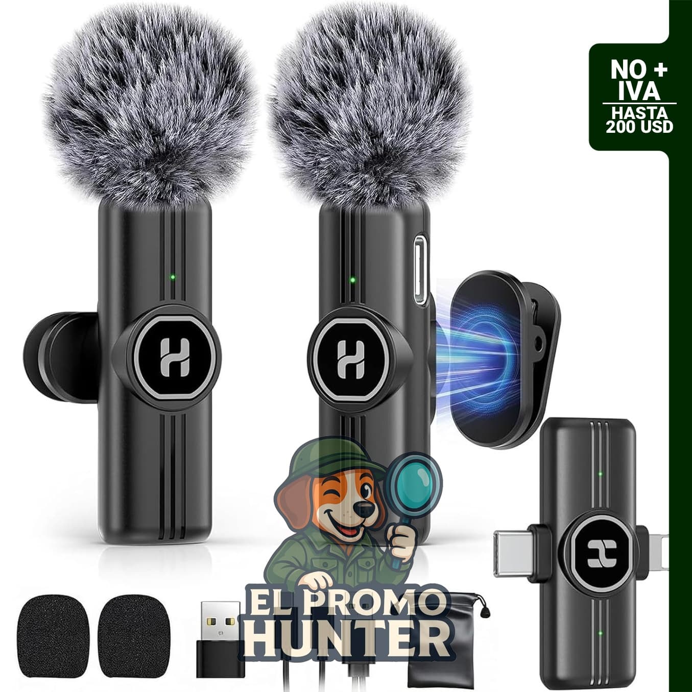 Micrófono de solapa inalámbrico USB C Mini para iPhone 15/16 y dispositivos iOS y Android, con reducción de ruido.