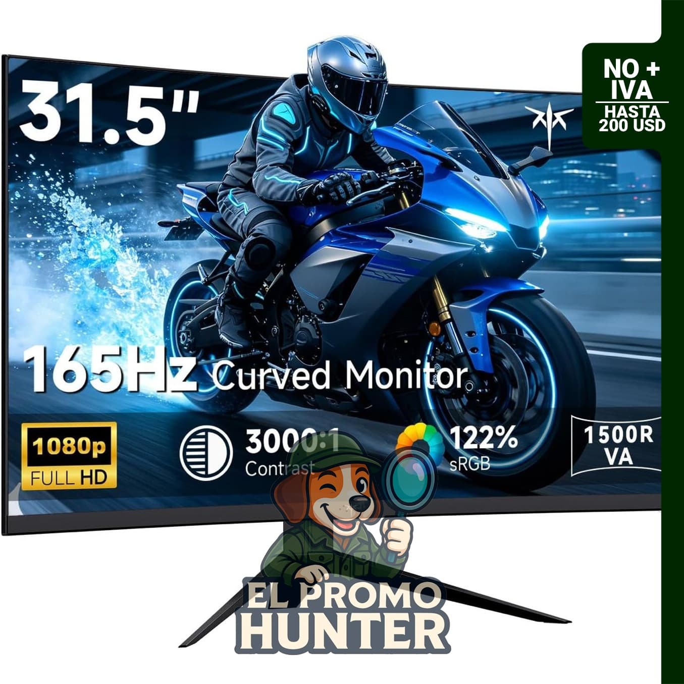 Monitor curvo KTC FHD 1080p de 32 pulgadas, VA 1500R, 165Hz, 1ms MPRT, FreeSync y G-Sync.