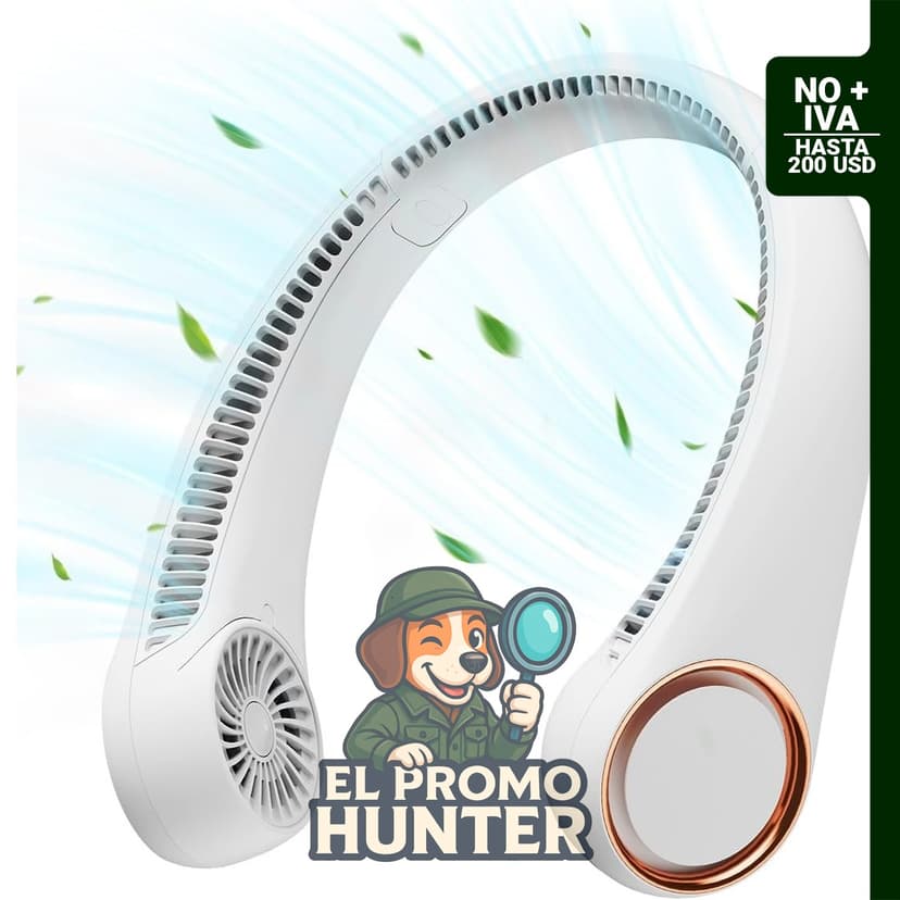 Gaiatop Ventilador de cuello portátil recargable con enfriamiento de 360° y duración de batería de 17 horas.