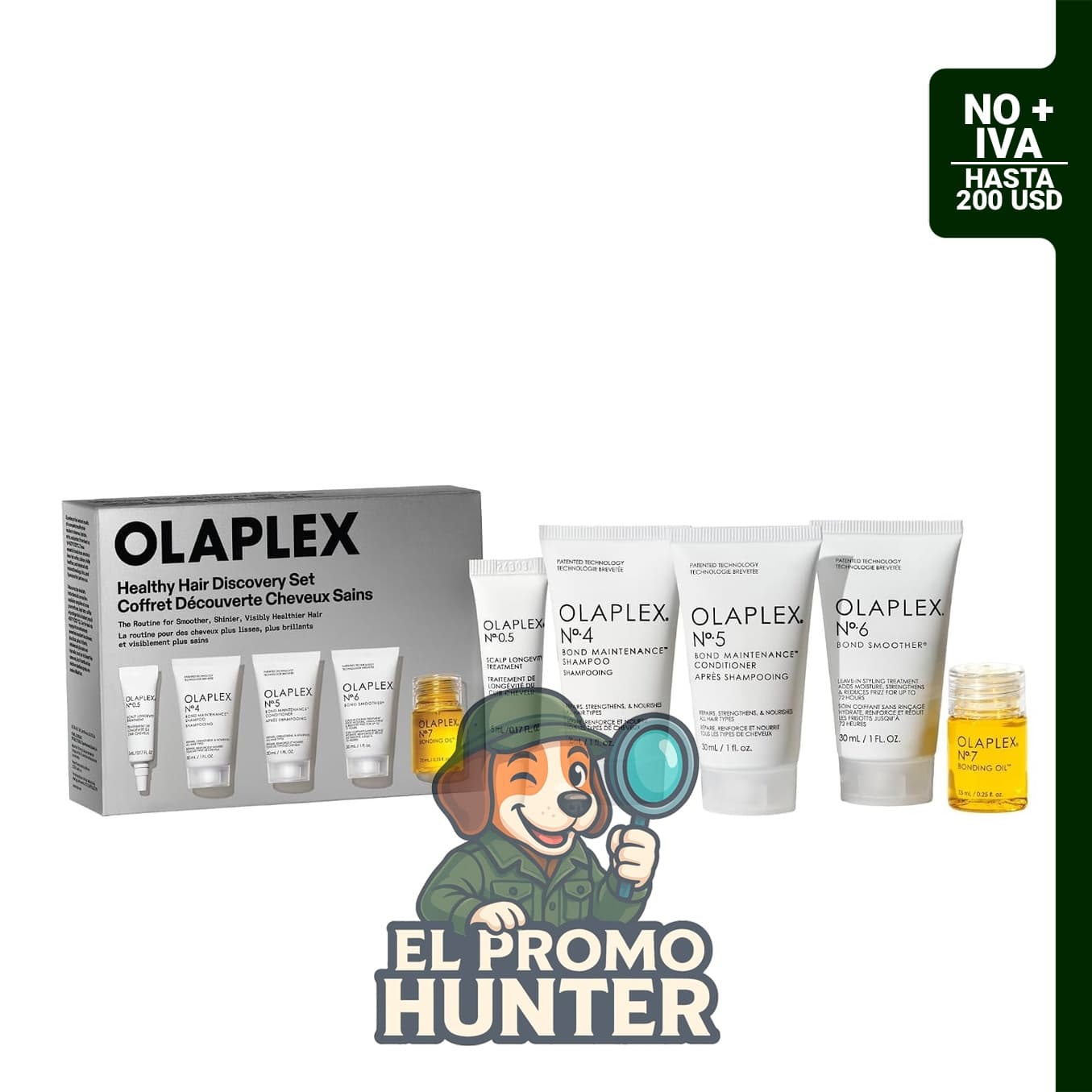 OLAPLEX Set de descubrimiento de cabello saludable, incluye N°.0.5, N°.4, N°.5, N°.6 y N°.7.