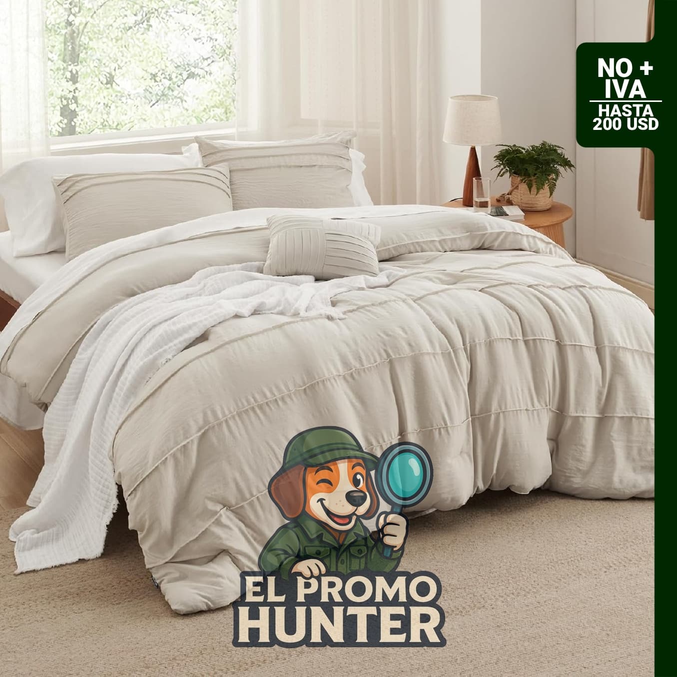 Bedsure Juego de edredón Queen de 4 piezas, incluye edredón (229 x 229 cm), 2 fundas de almohada y 1 almohada decorativa.