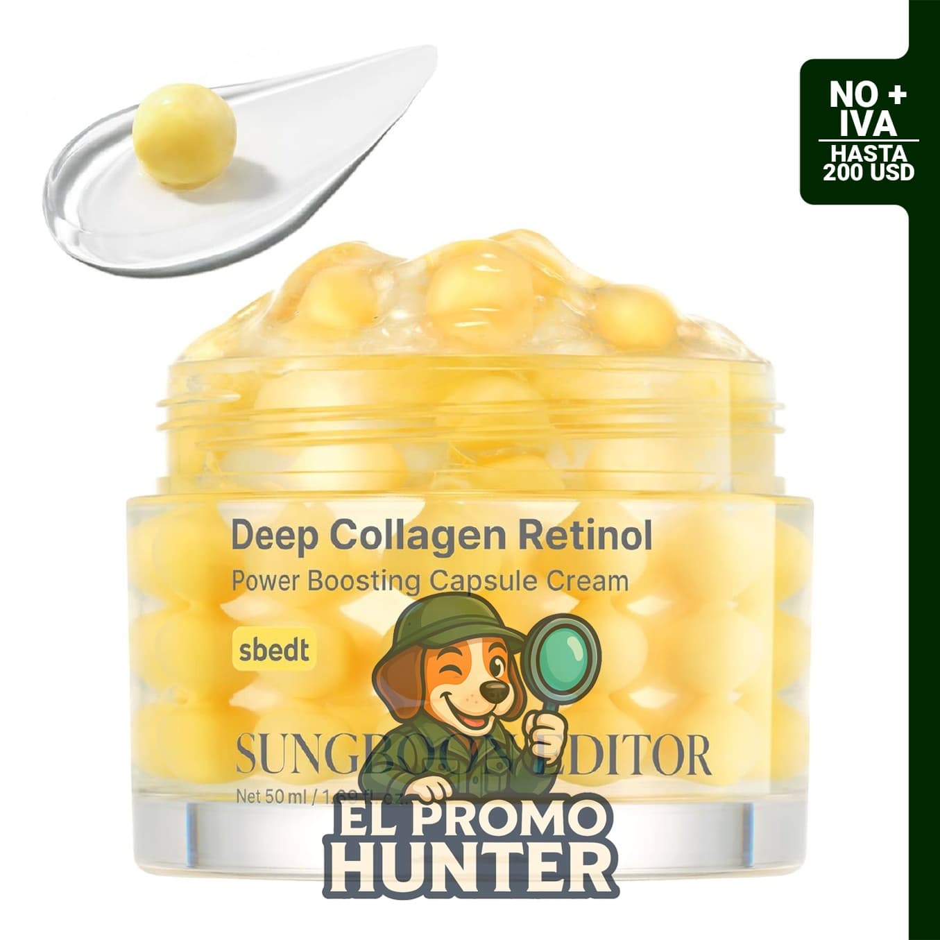 SUNGBOON EDITOR Crema de retinol y colágeno 50 ml con péptidos, formulada para líneas finas y piel seca.