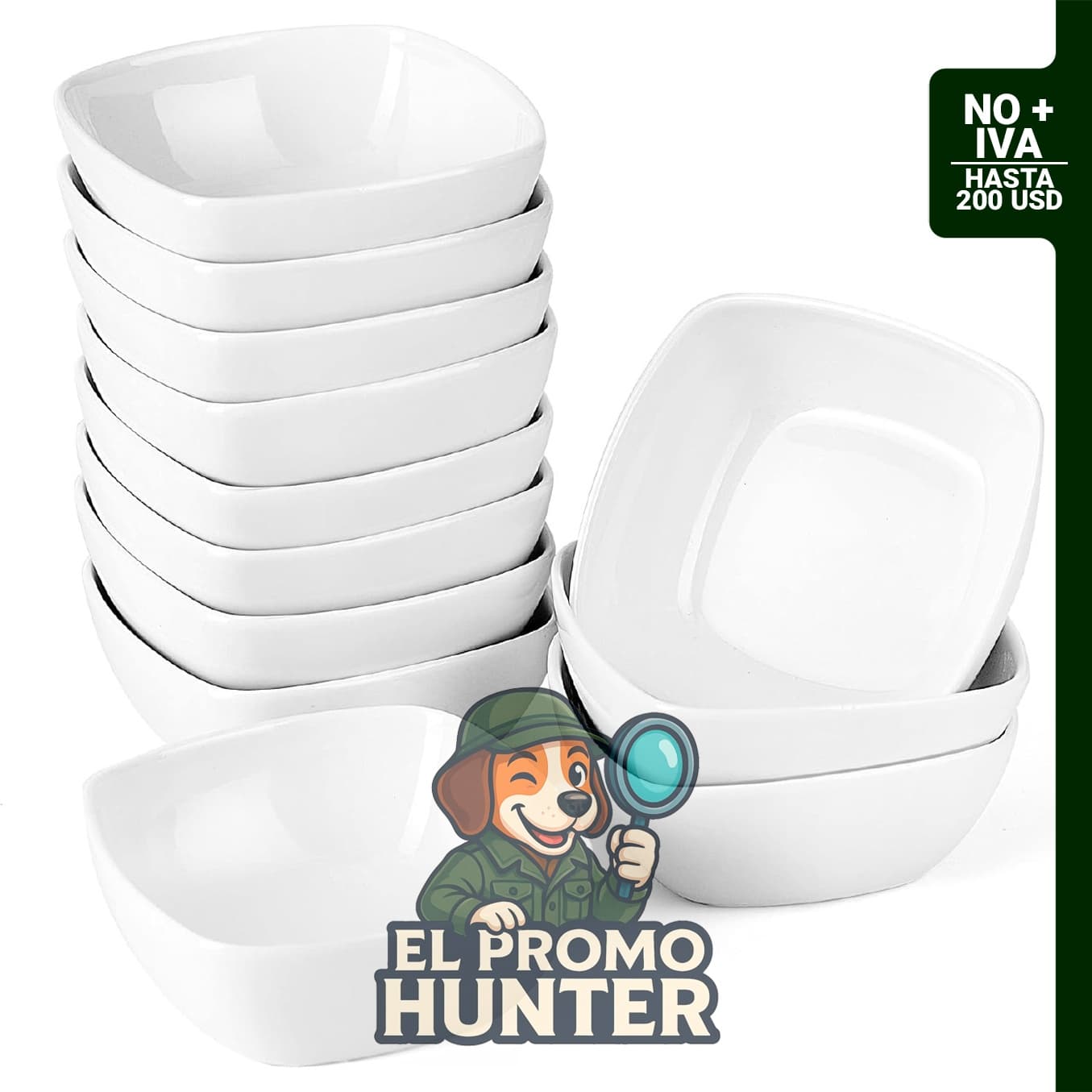 MALACASA Juego de cuencos para salsas de porcelana de 148 ml, paquete de 12 ramekins apilables.