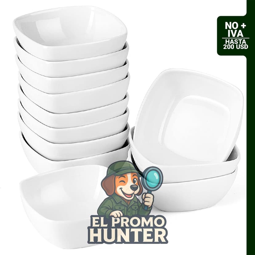 MALACASA Juego de cuencos para salsas de porcelana de 148 ml, paquete de 12 ramekins apilables.