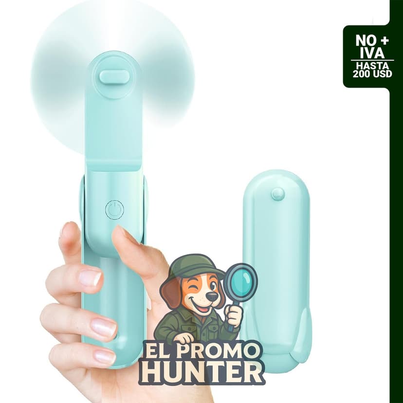 Mini Ventilador de Mano Jkjoy, portátil, USB recargable, batería de 2000 mAh, 3 velocidades ajustables.