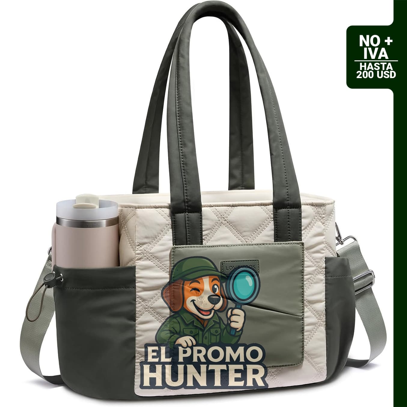 LOVEVOOK Lonchera Térmica 15 L con Portabotella 1,18 L, bolsa de almuerzo acolchada y aislada.
