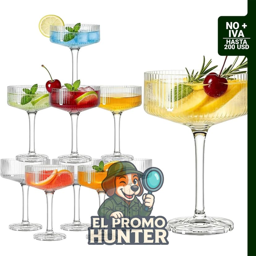 Juego de 20 vasos de plástico Coupé de 296 ml, acanalados, para cócteles y fiestas.