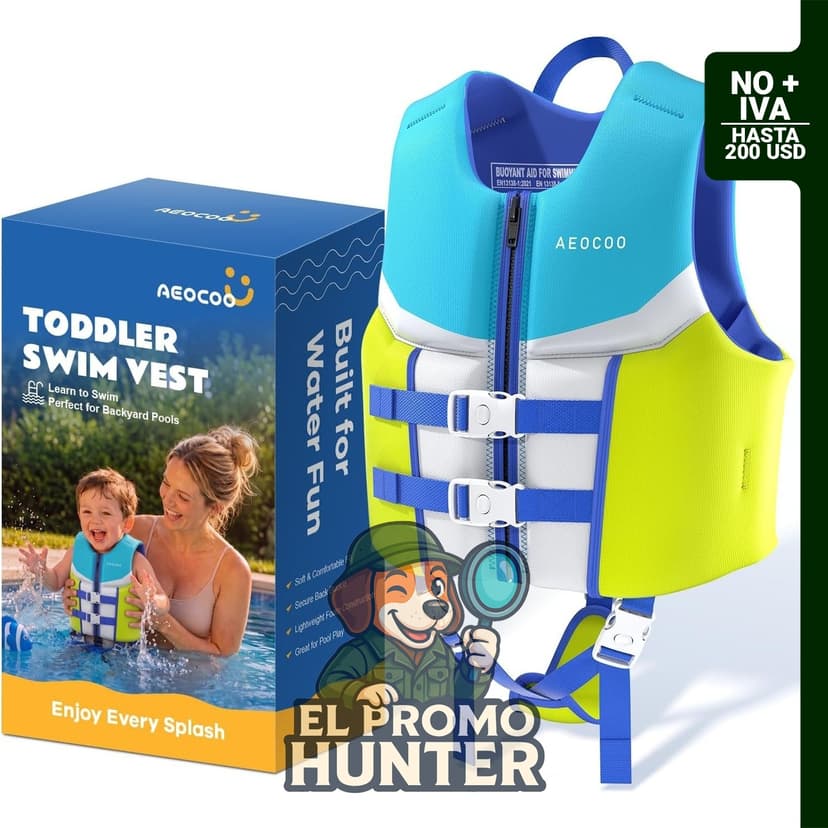 Chaleco de natación AEOCOO para niños de 9 meses a 6 años, adecuado para 9-41 kg.