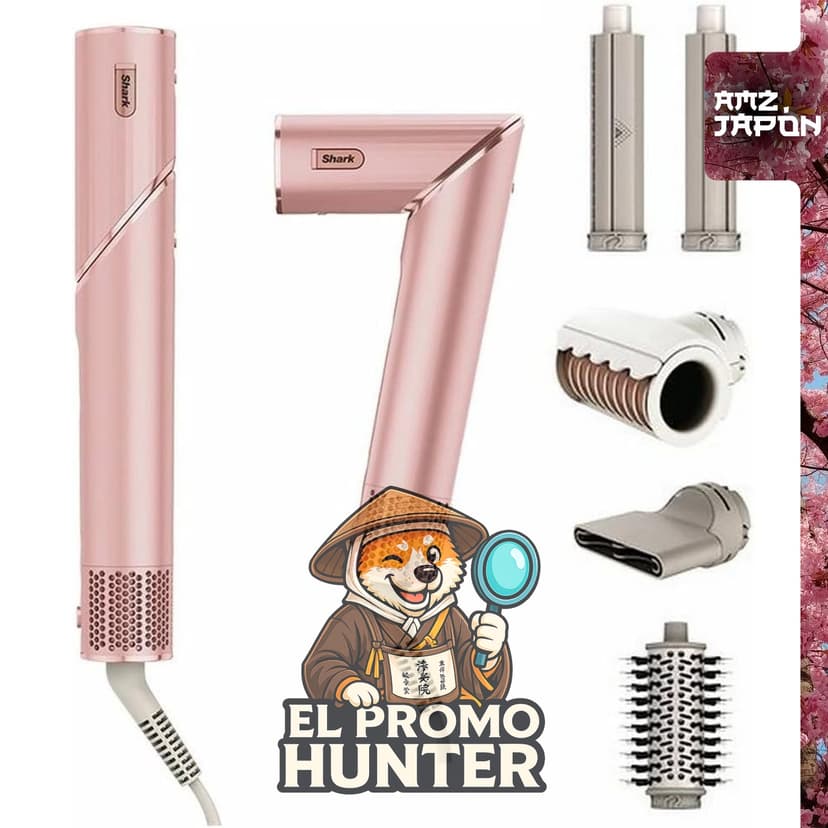 Secador de cabello Shark FlexStyle HD434JPK, color Flamingo Pink, con diseño brillante y secado rápido.