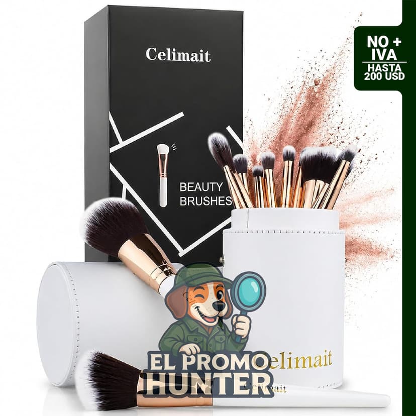 Juego de brochas de maquillaje de 12 unidades con cerdas sintéticas suaves y funda de diseño único.