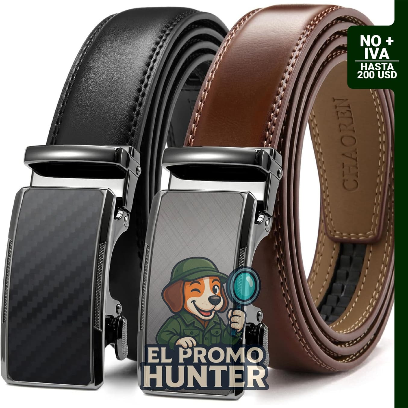 Cinturón de vestir de cuero para hombre, paquete de 2 unidades, 1.28" (3.2 cm) de ancho.