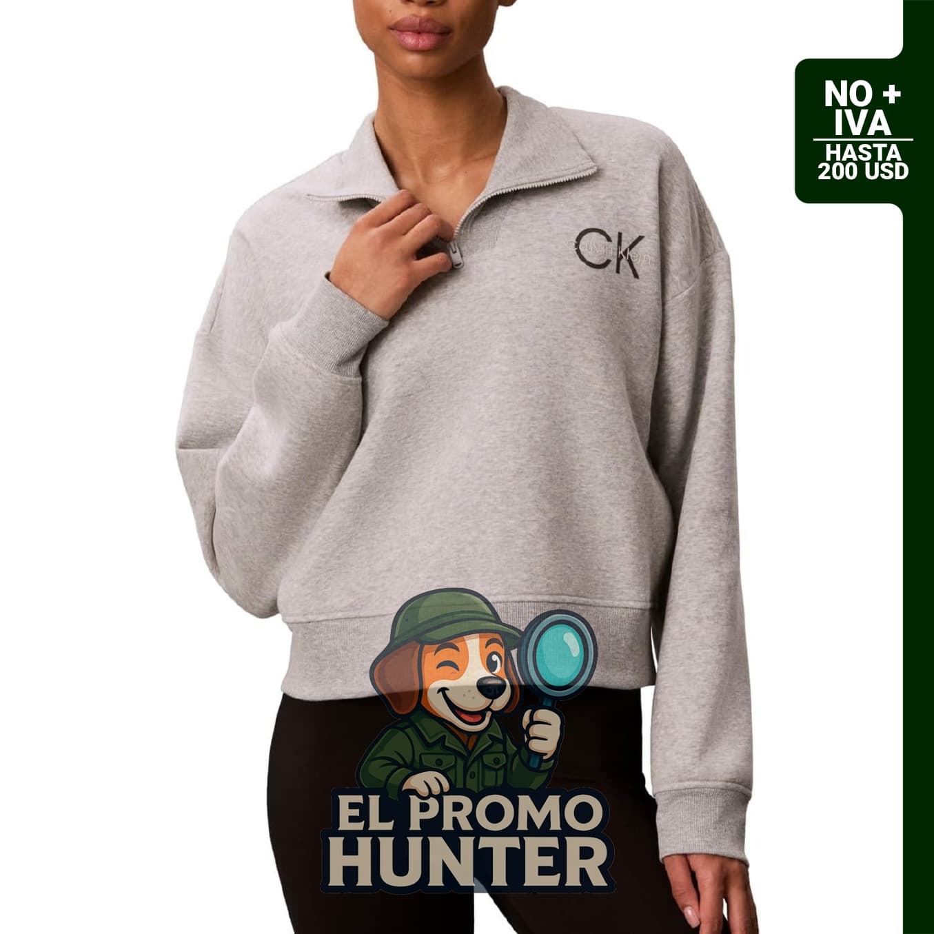 Sudadera con cremallera de rizo francés Calvin Klein para mujer.