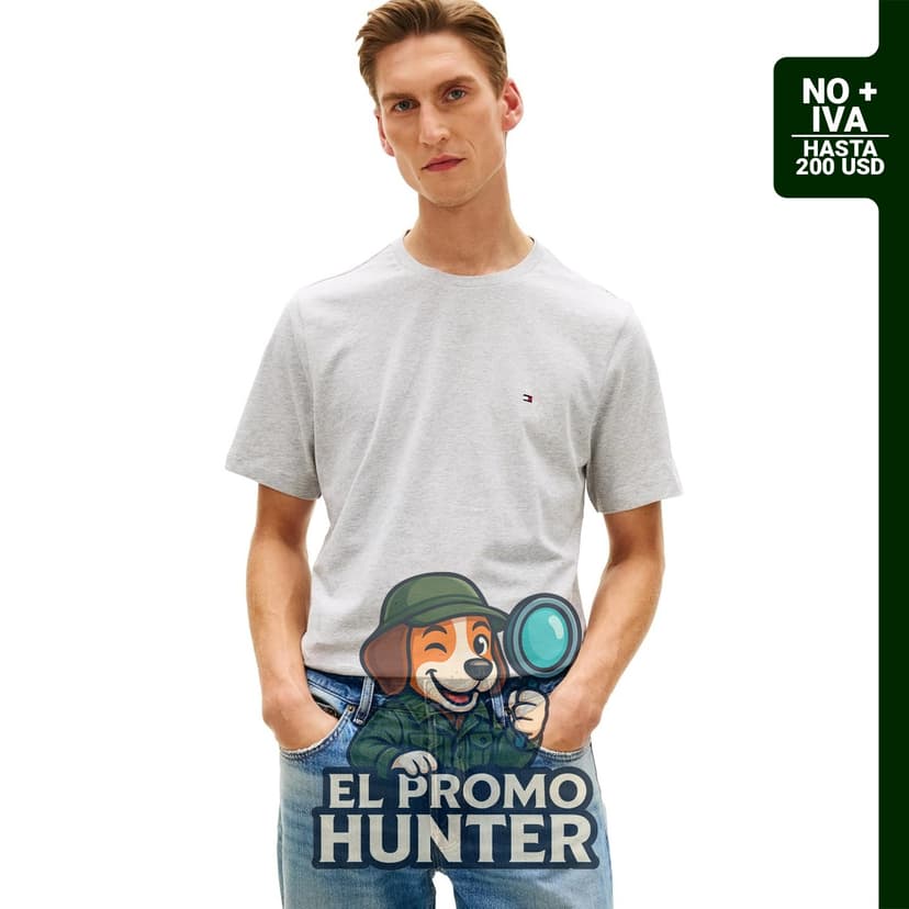 Camiseta Tommy Hilfiger de algodón para hombre, manga corta y cuello redondo en ajuste regular.