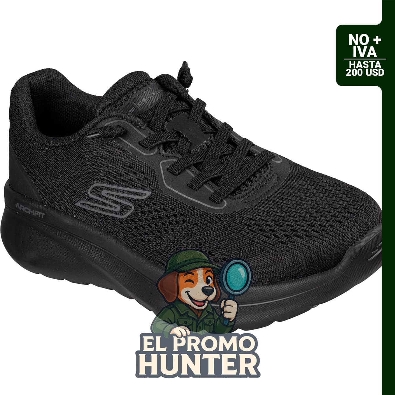 Skechers Tenis Go Walk Arch Fit N-Joy Ellie para mujer, color negro.