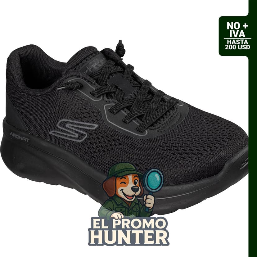 Skechers Tenis Go Walk Arch Fit N-Joy Ellie para mujer, color negro.