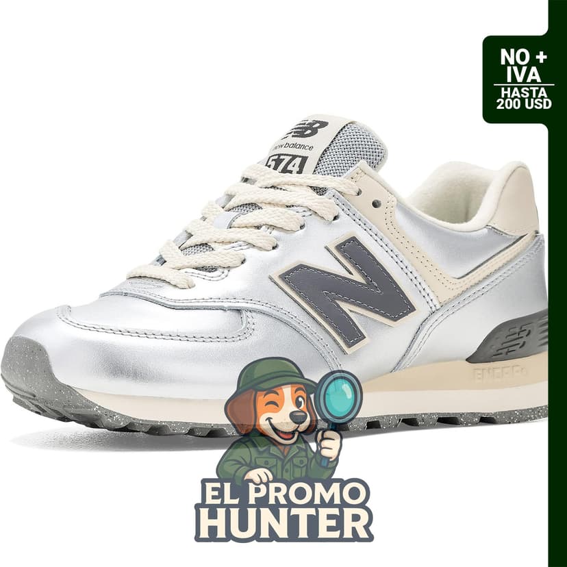 New Balance Tenis 574 V2 para mujer, plateado metálico/gris ártico.