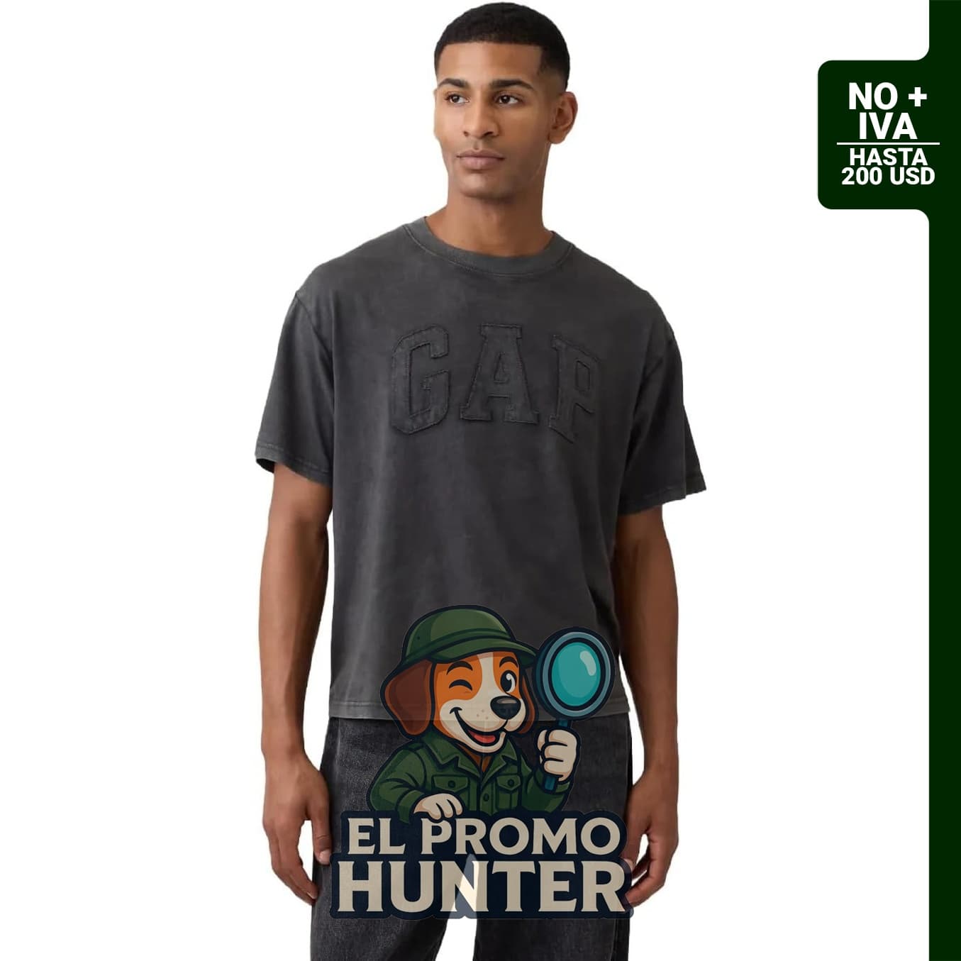 Gap Camiseta con cuello redondo y logotipo cuadrado para hombre.
