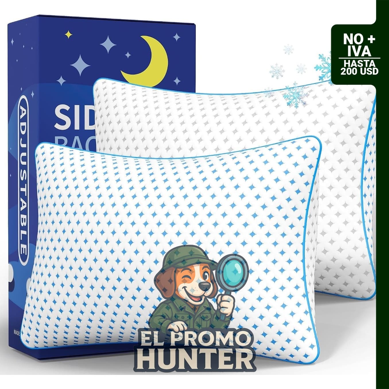 Juego de 2 almohadas tamaño Queen de ezepilw, espuma viscoelástica ajustable con funda lavable.