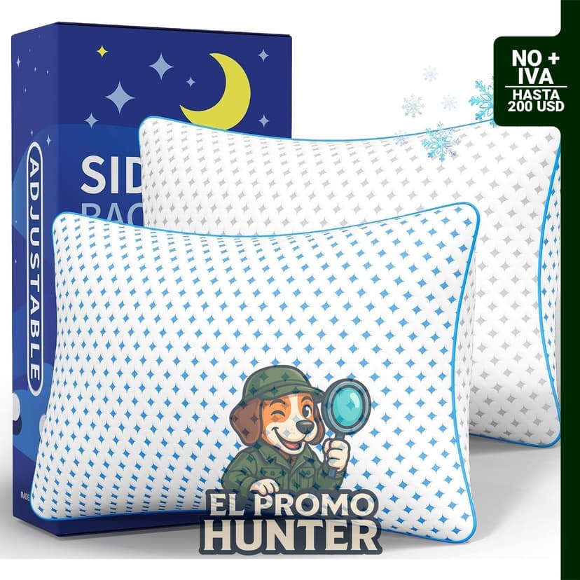 Juego de 2 almohadas tamaño Queen de ezepilw, espuma viscoelástica ajustable con funda lavable.