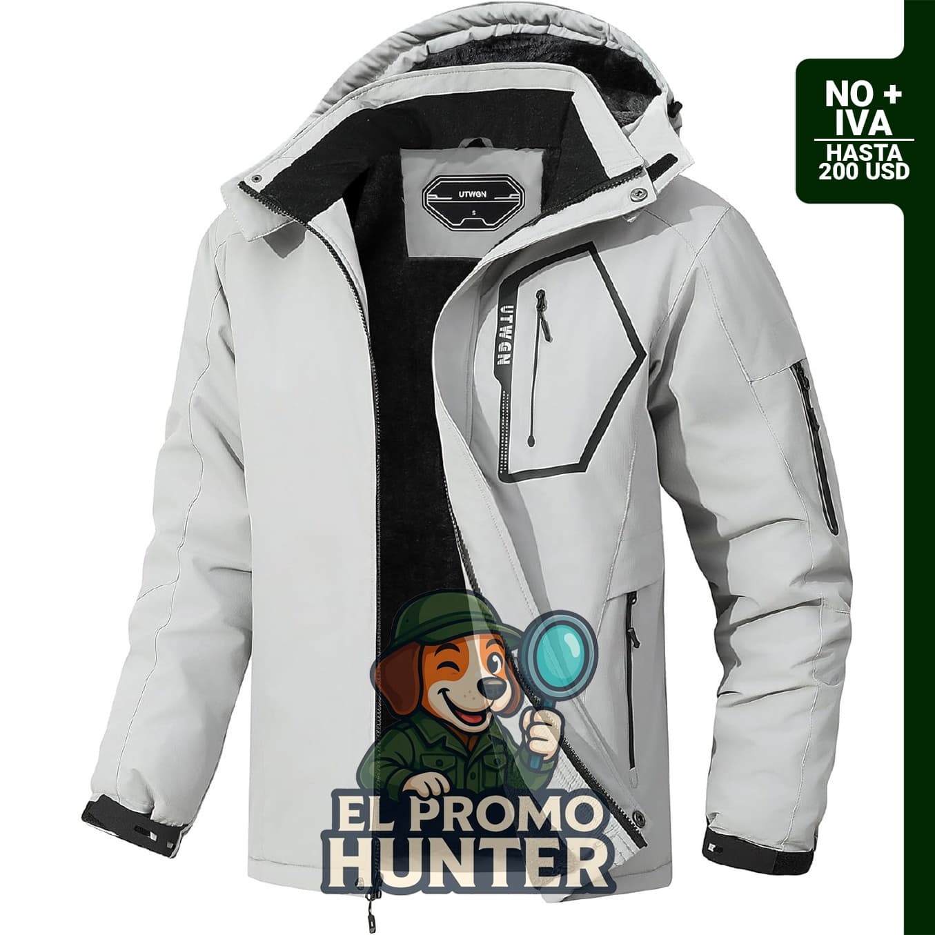 Chaqueta de esquí para hombre, abrigo de invierno, resistente al agua y cortavientos con capucha.