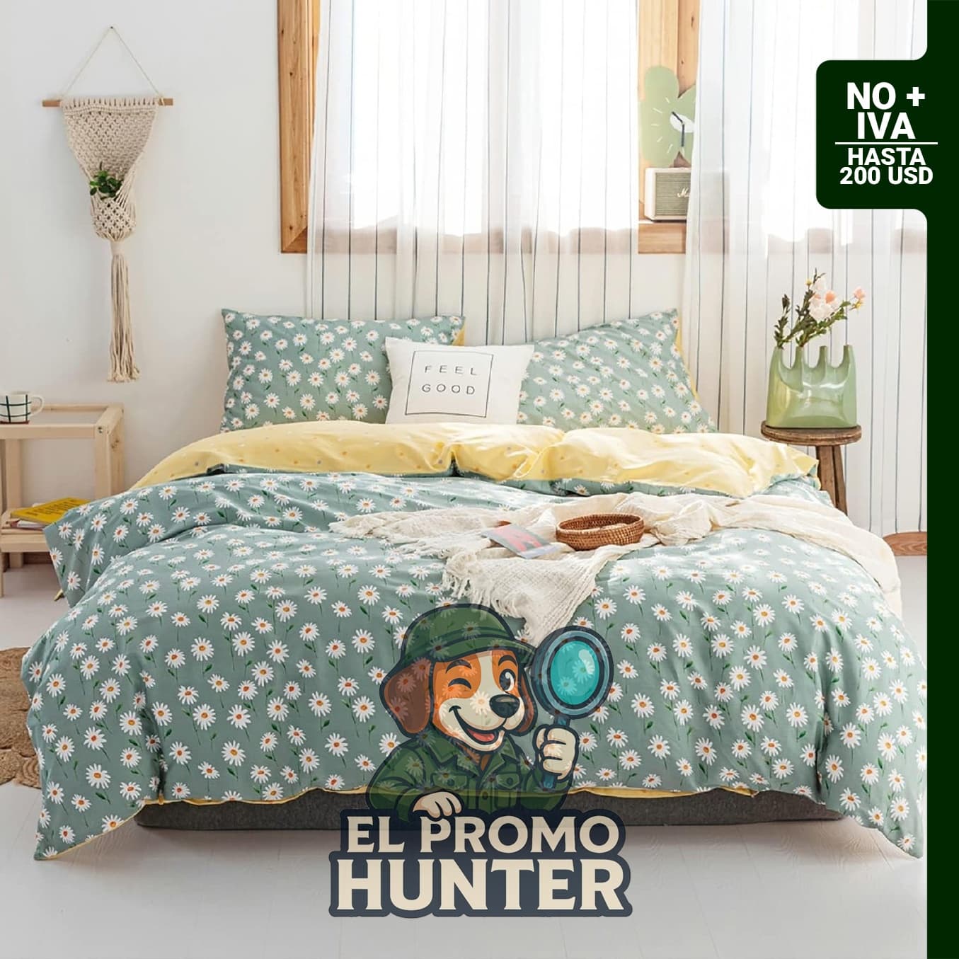 EAVD Garden Daisy - Juego de edredón de tamaño completo en microfibra esponjosa, incluye 2 fundas de almohada.
