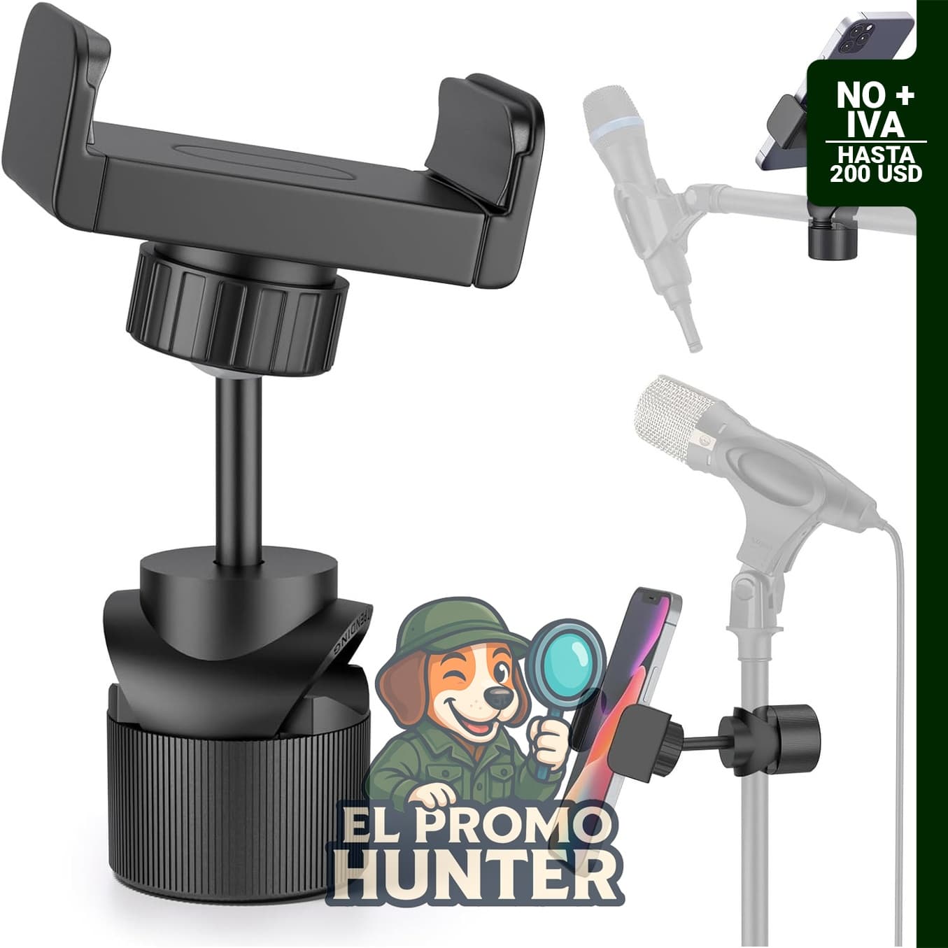 LINCO Soporte de micrófono ajustable para teléfonos inteligentes, compatible con iPhone y Samsung Galaxy.