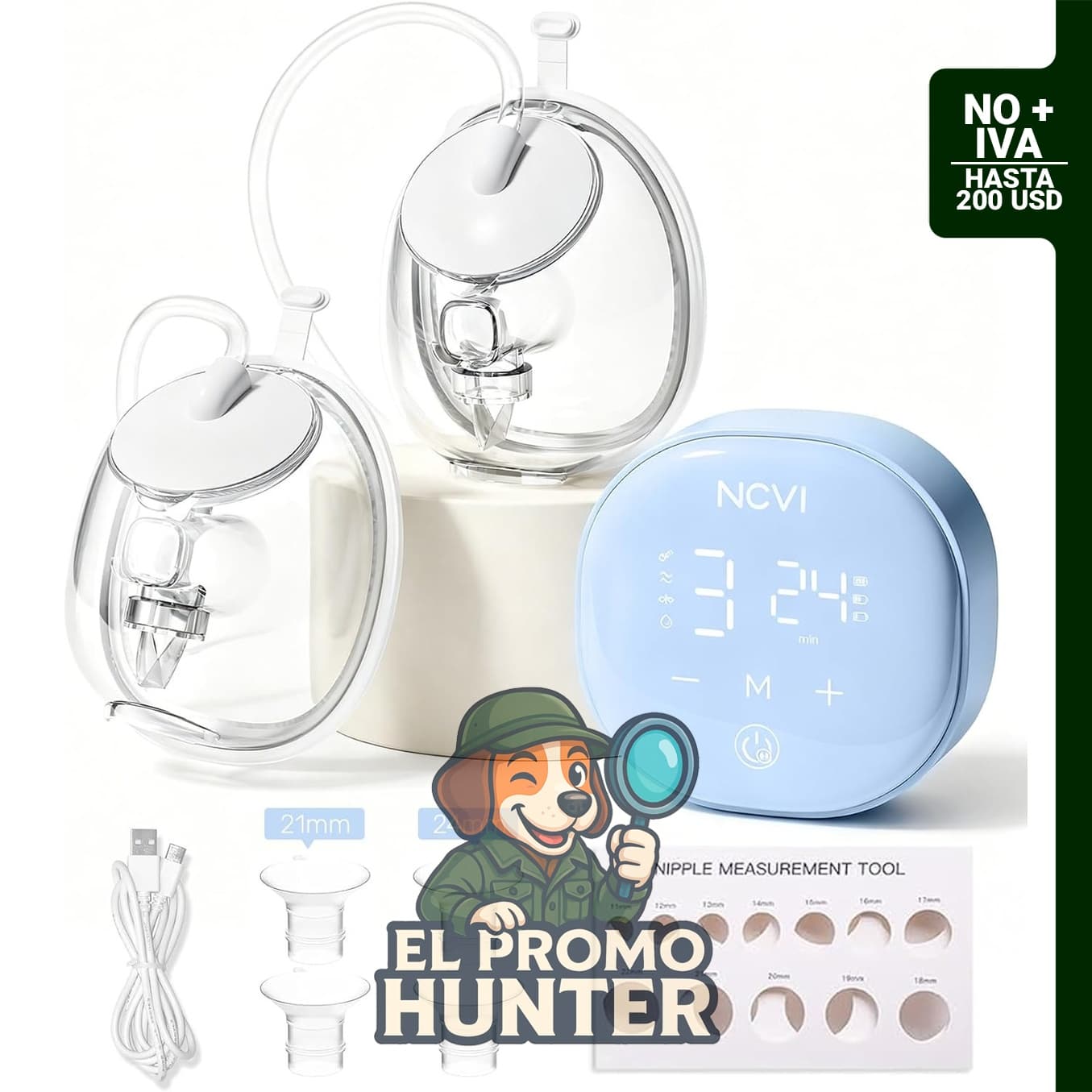NCVI Extractor de leche portátil 2 en 1, con 4 modos y 9 niveles, material de grado hospitalario, sin BPA.