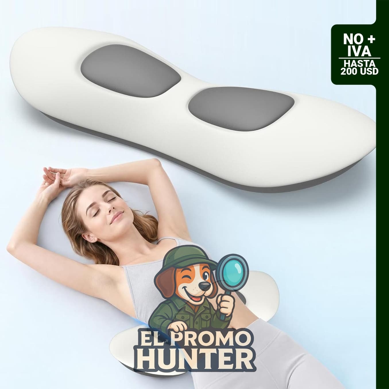 Almohada lumbar de soporte para dormir, diseñada para aliviar el dolor de espalda.