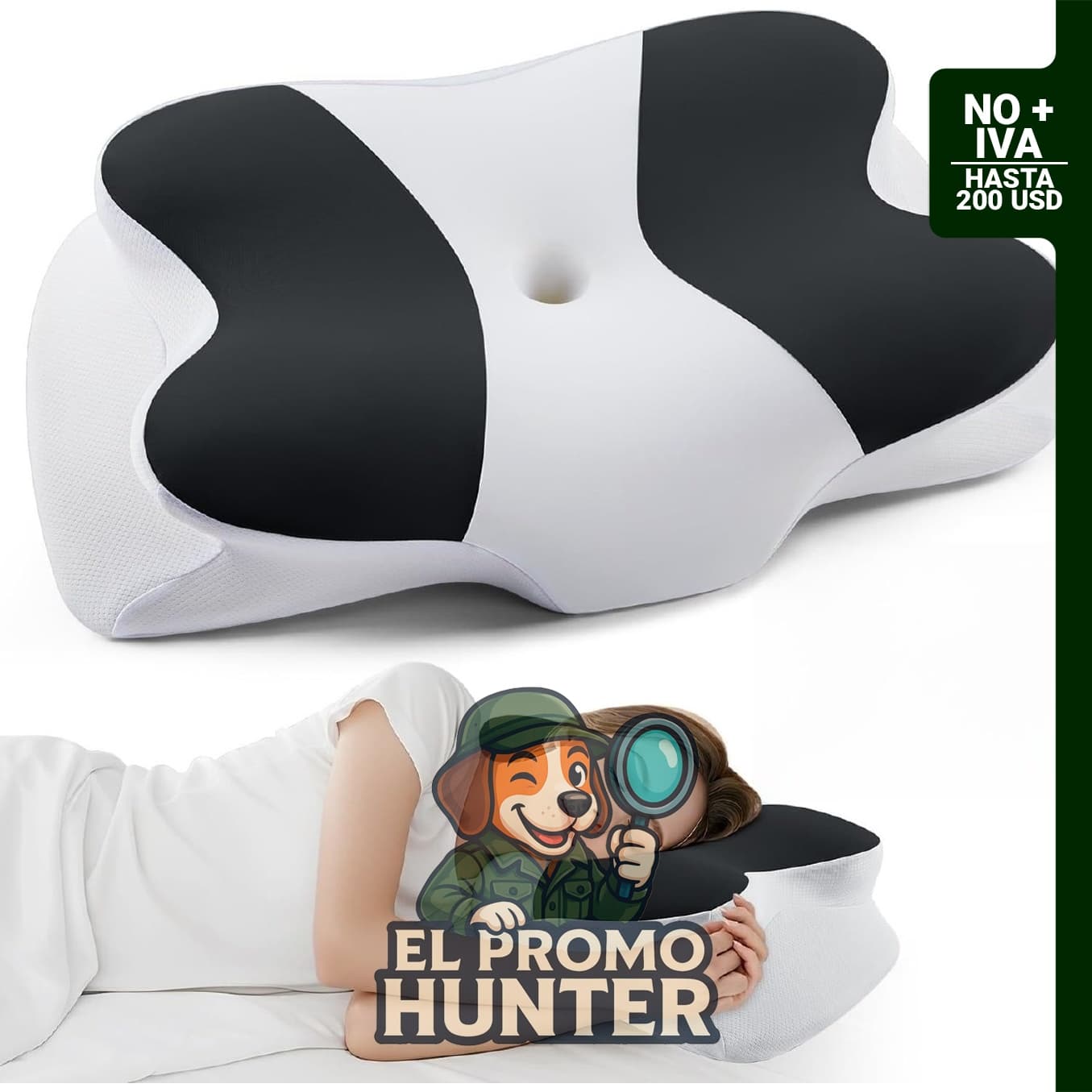 DONAMA Almohada cervical de espuma viscoelástica, contorno ergonómico para dormir de lado, espalda o estómago.