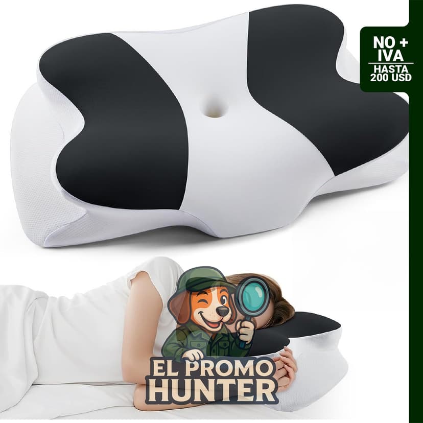 DONAMA Almohada cervical de espuma viscoelástica, contorno ergonómico para dormir de lado, espalda o estómago.