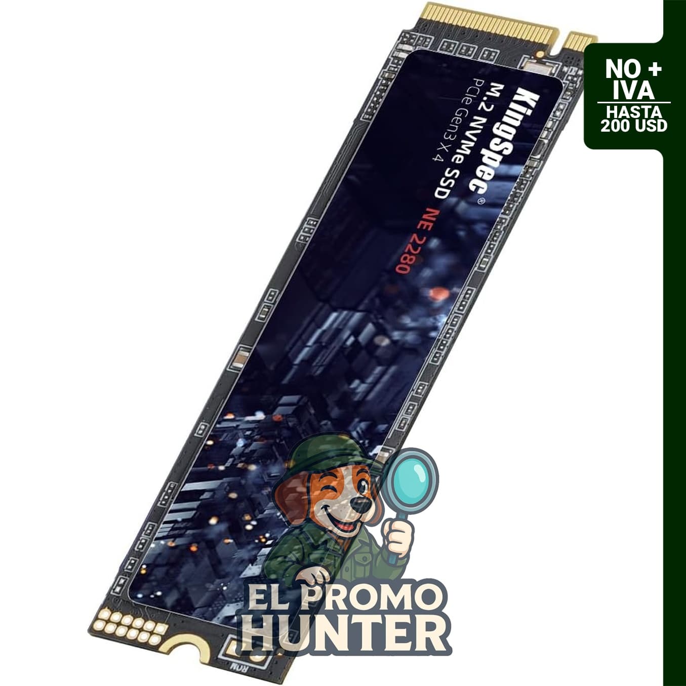 KingSpec SSD 1TB, M.2 NVMe Gen3x4, velocidad de hasta 2400 MB/s, unidad interna de estado sólido.