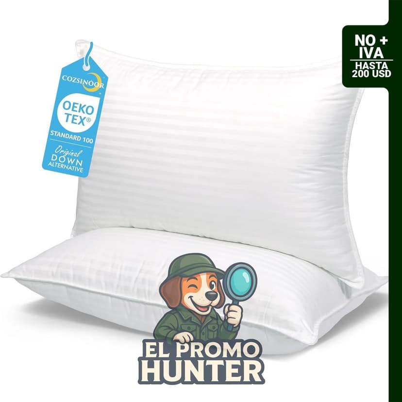 Juego de 2 almohadas de cama tamaño Queen con relleno de microfibra alternativa de enfriamiento transpirable.