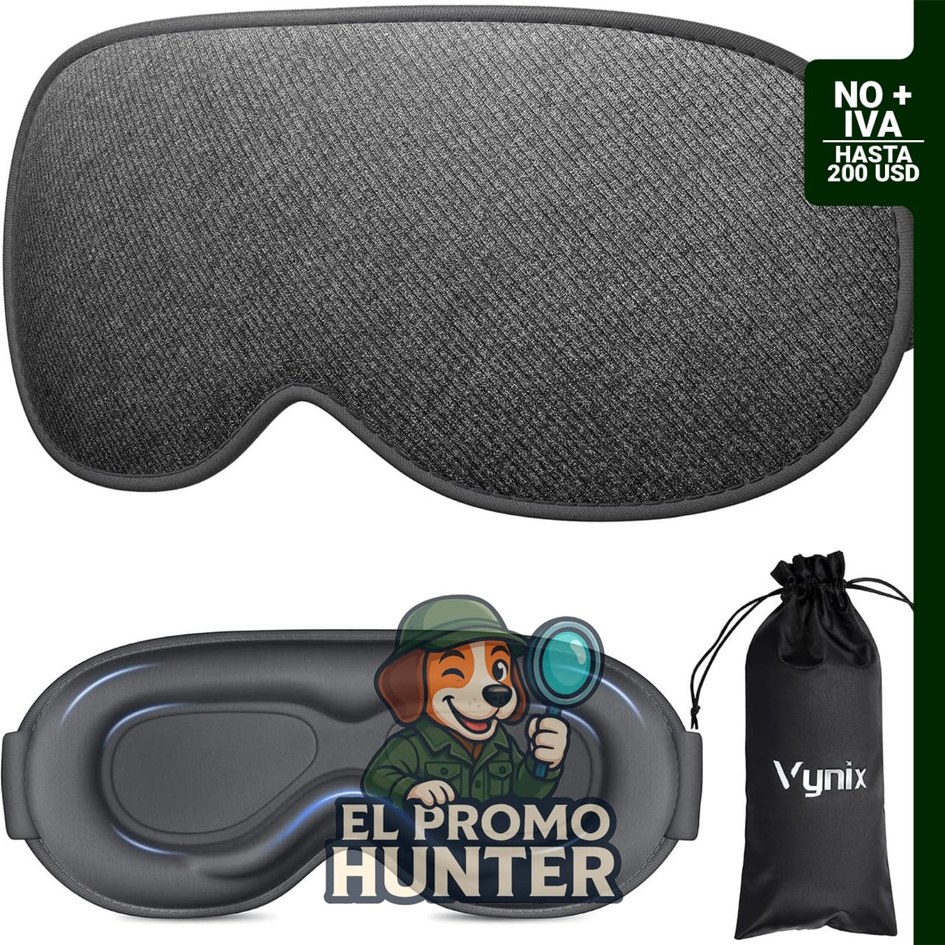 Antifaz 3D para dormir, cubre ojos 100% opaco, ajustable y con diseño de presión cero.