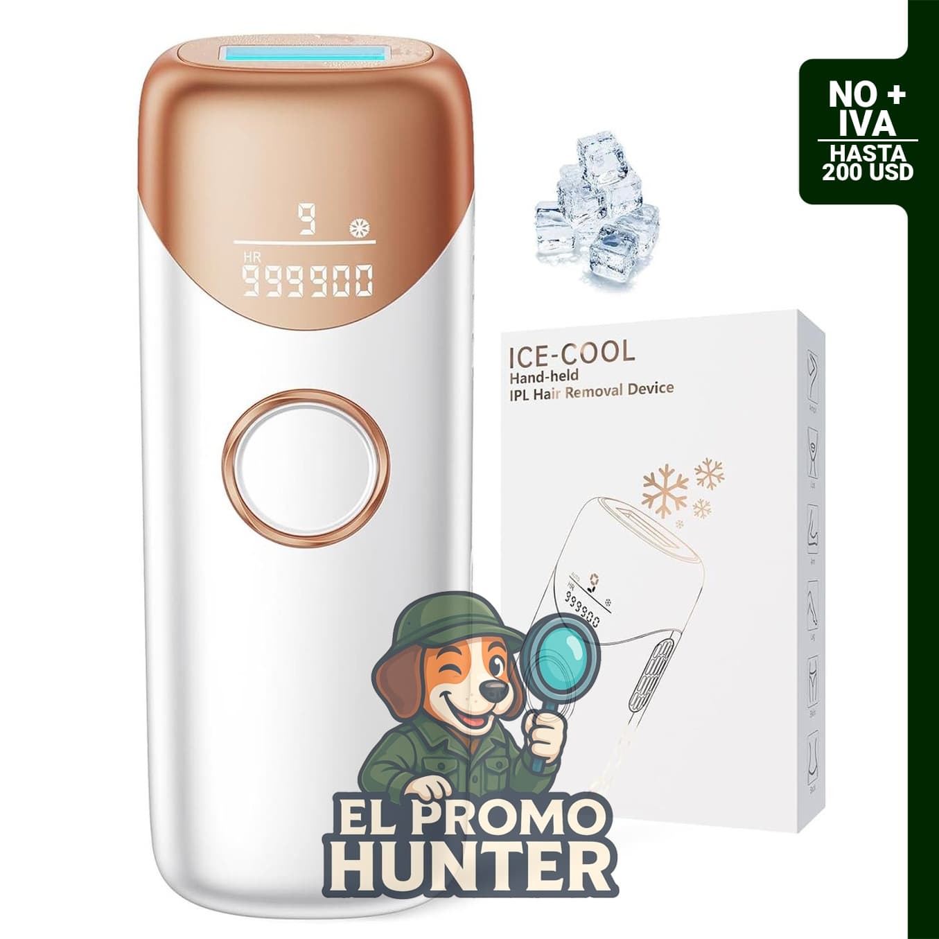 Ubroo dispositivo de depilación láser IPL con enfriamiento de hielo, uso en cuerpo completo.
