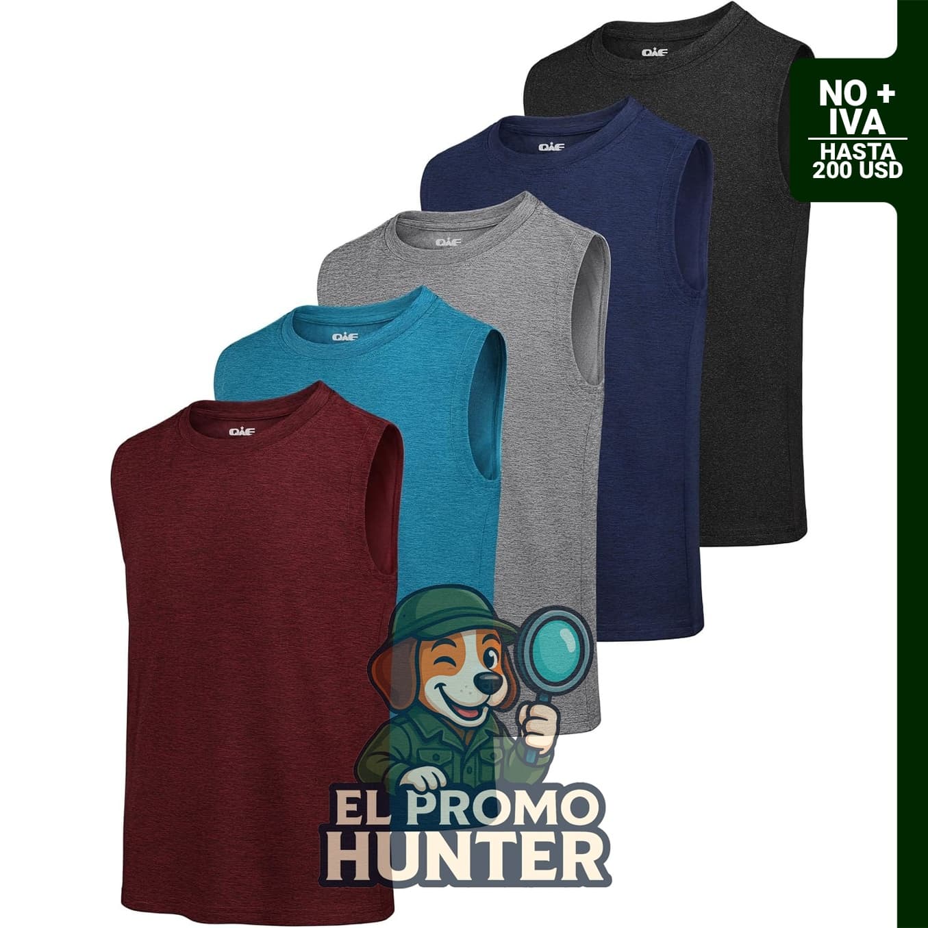 Paquete de 5 camisetas sin mangas para niños y jóvenes.