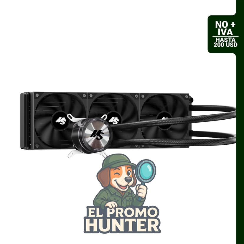 Minorsonic Enfriador de CPU AIO de 360 mm con bomba de rodamientos de cerámica y 3 ventiladores PWM.