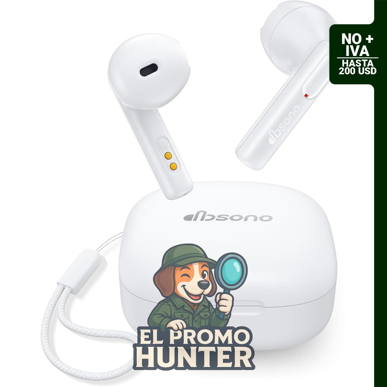 dbsono Auriculares inalámbricos verdaderos con Bluetooth, color blanco, ultraligeros.