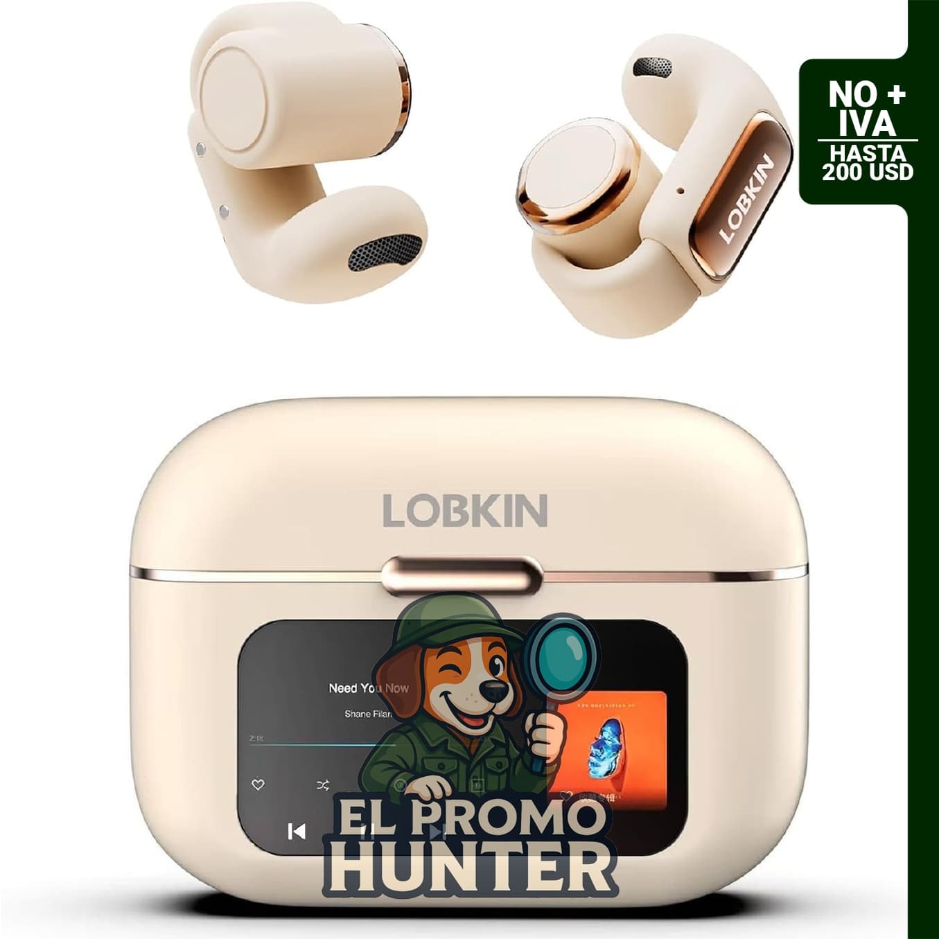 LOBKIN Auriculares inalámbricos de oreja abierta con clip, Bluetooth 5.4, micrófono y almacenamiento de 4 GB.