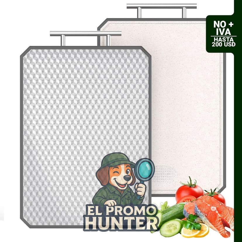 Tabla de cortar de titanio no tóxica, doble cara con ranura para jugo, apta para carne, verduras y frutas.