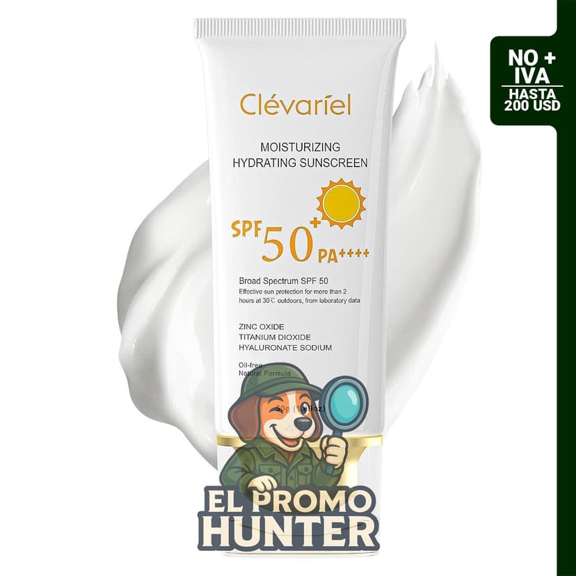 CLÉVARIEL Hydrate Moisturize - Protector solar tonificante amplio espectro SPF 50 para cara, apto para todos los tonos de piel.