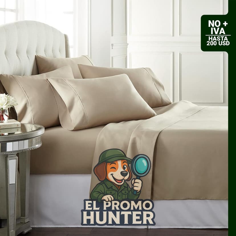 Danjor Linens juego de sábanas de tamaño matrimonial con 4 fundas de almohada, fabricado en microfibra cepillada ligera.