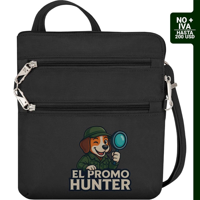 Travelon Bolso bandolera antirrobo clásico con doble cremallera, diseño delgado.