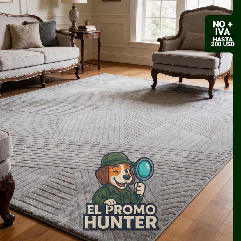 Alfombra geométrica gris de 5 x 7 pulgadas, diseño moderno, pelo alto y bajo, lavable y antideslizante.