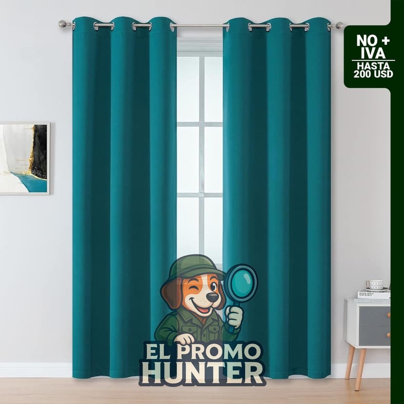 DUALIFE Cortinas Verde Azulado Oscuro, juego de 2 paneles de 84" (213 cm) con ojales, térmicas y opacas.