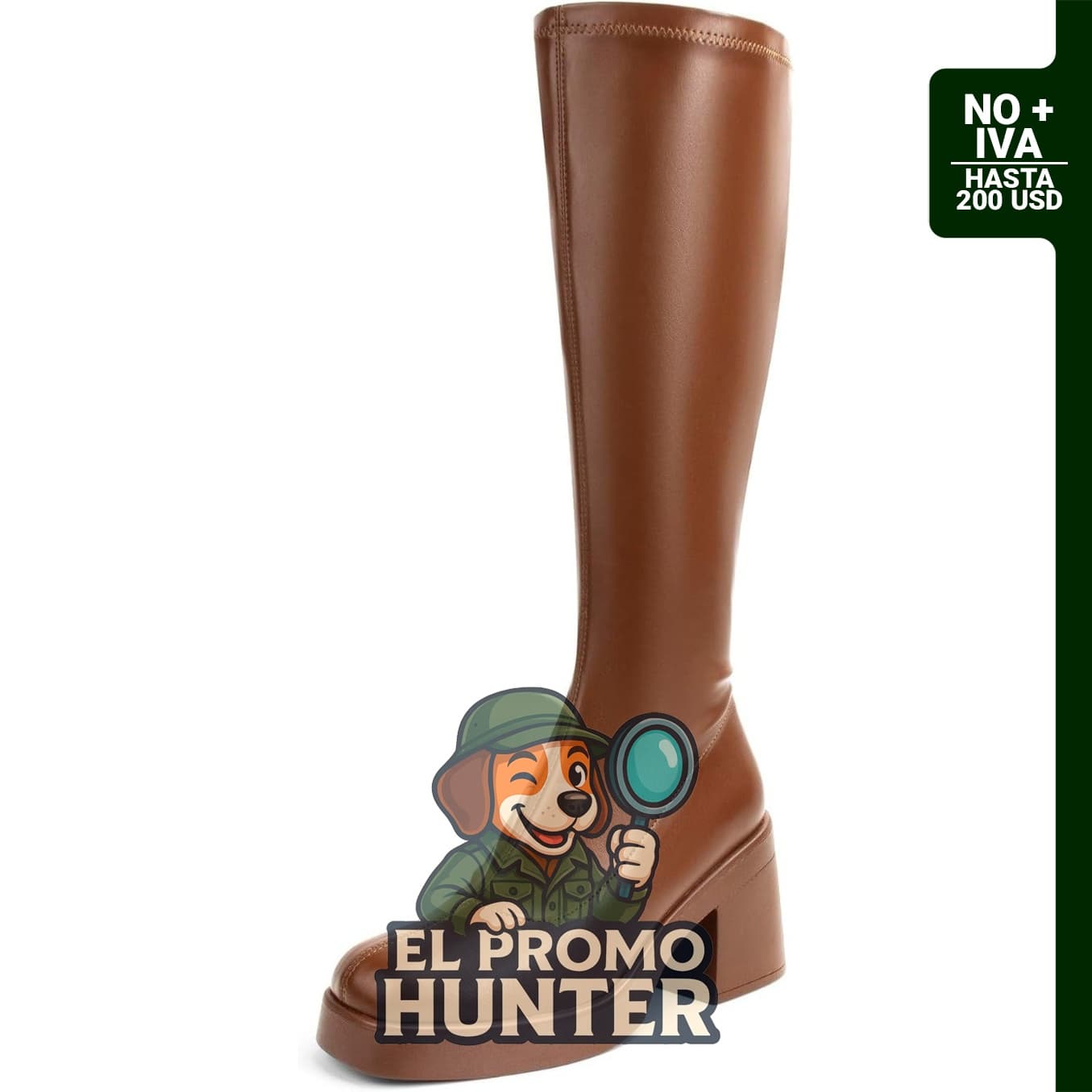 Botas altas hasta la rodilla para mujer, modelo GoGo, con plataforma y punta cuadrada, tacón grueso y cremallera lateral.